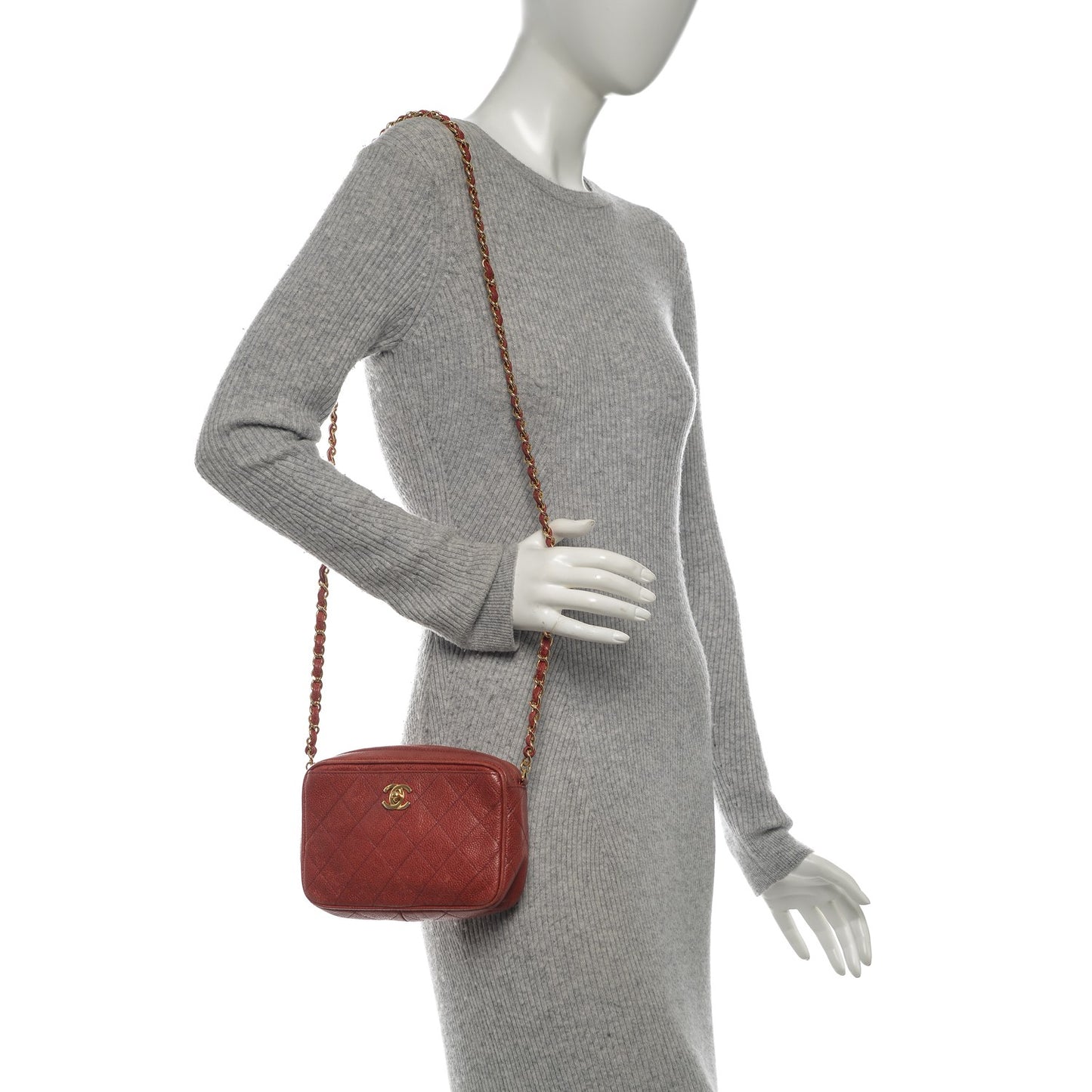 Caviar Quilted Camera Case Red