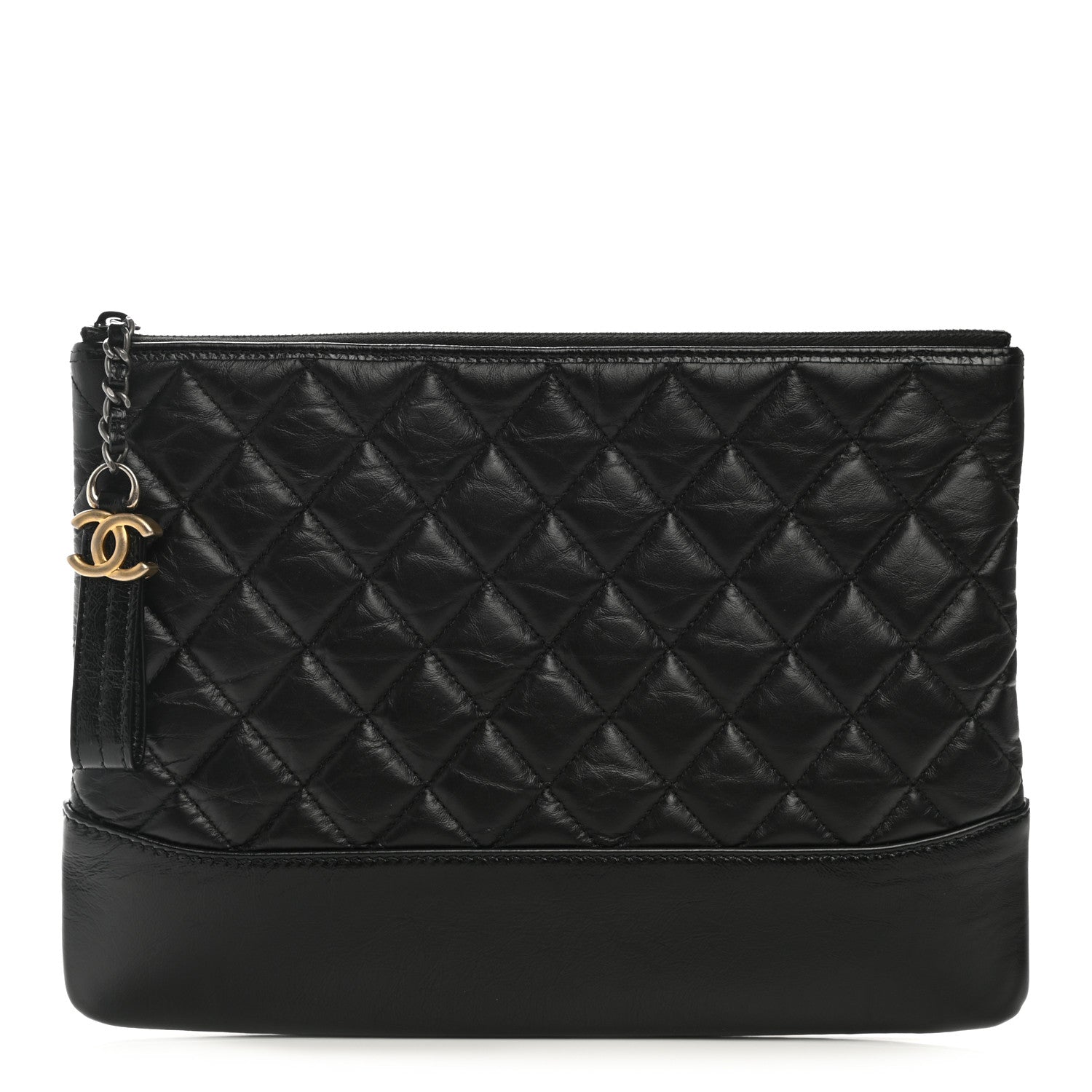 Chanel Aged Calfskin Quilted Medium Gabrielle Cosmetic Case Black 1 of 9