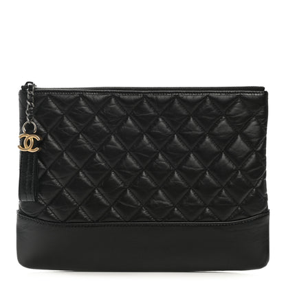 Chanel Aged Calfskin Quilted Medium Gabrielle Cosmetic Case Black 1 of 9