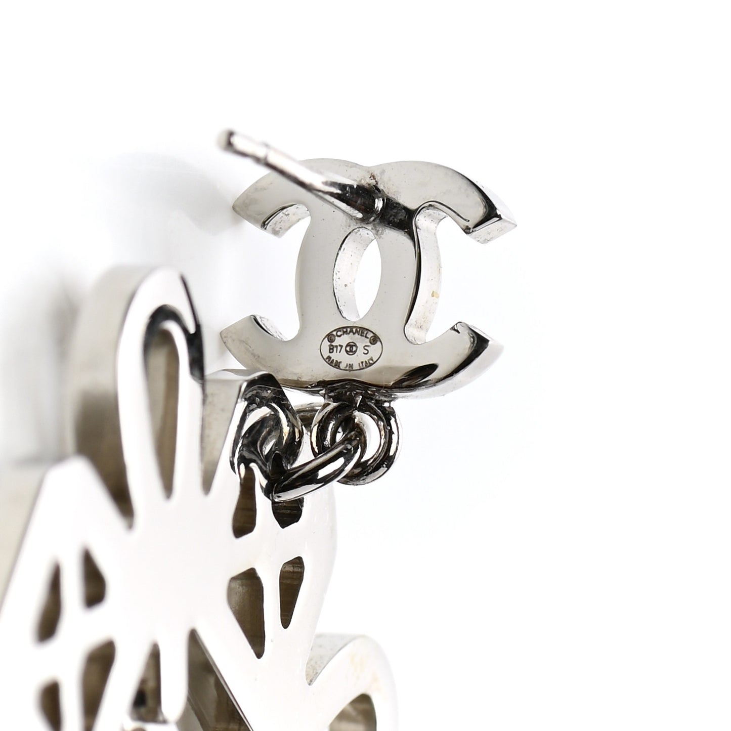 Crystal Strass Cross CC Earrings Silver