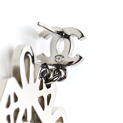 Chanel Crystal Strass Cross CC Earrings Silver 4 of 4