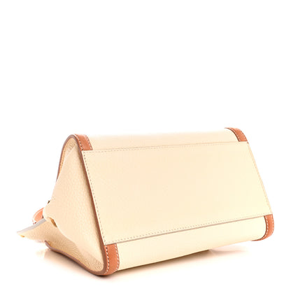 Salvatore Ferragamo Grained Calfskin Small Sofia Satchel White Brown 4 of 15