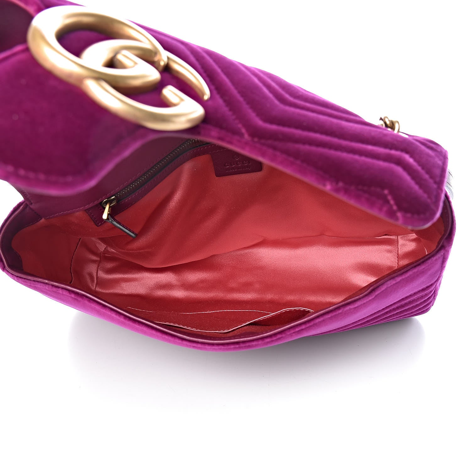 Gucci Velvet Matelasse Medium GG Marmont Shoulder Bag Fuchsia Violet Cyclamen 5 of 14