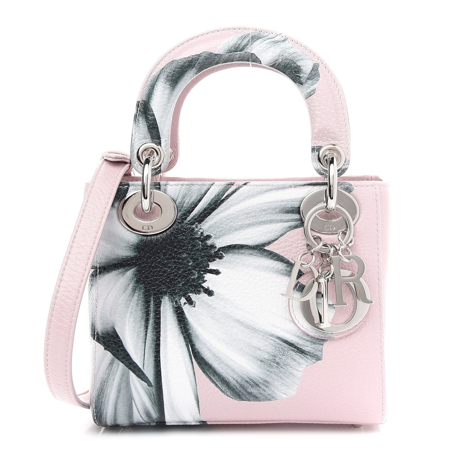 Deerskin Floral Printed Mini Lady Dior Pink