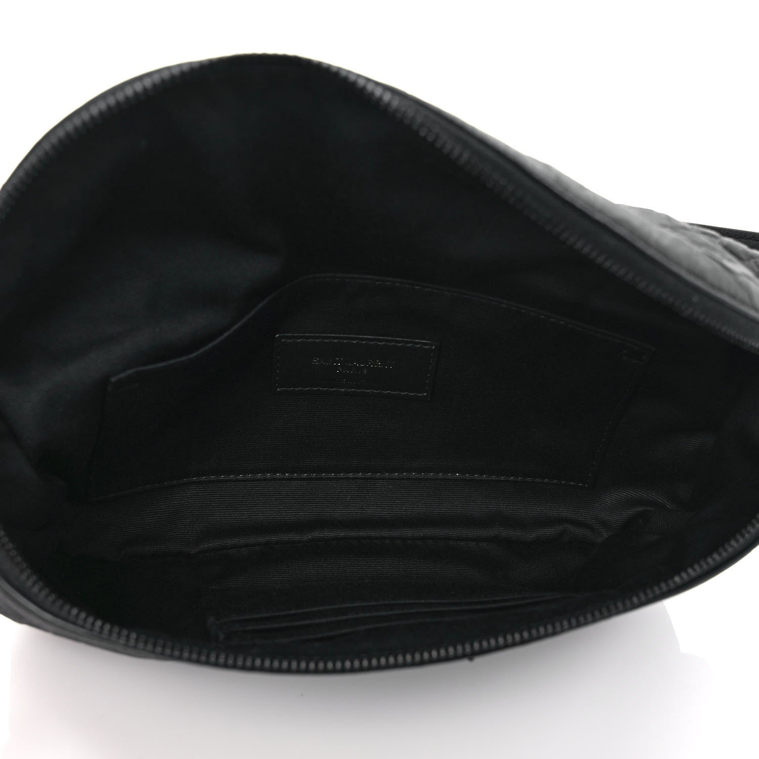 Saint Laurent Calfskin Crocodile Embossed Monogram Belt Bag Black 5 of 9