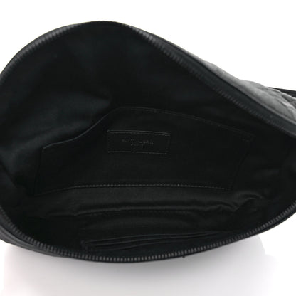 Saint Laurent Calfskin Crocodile Embossed Monogram Belt Bag Black 5 of 9