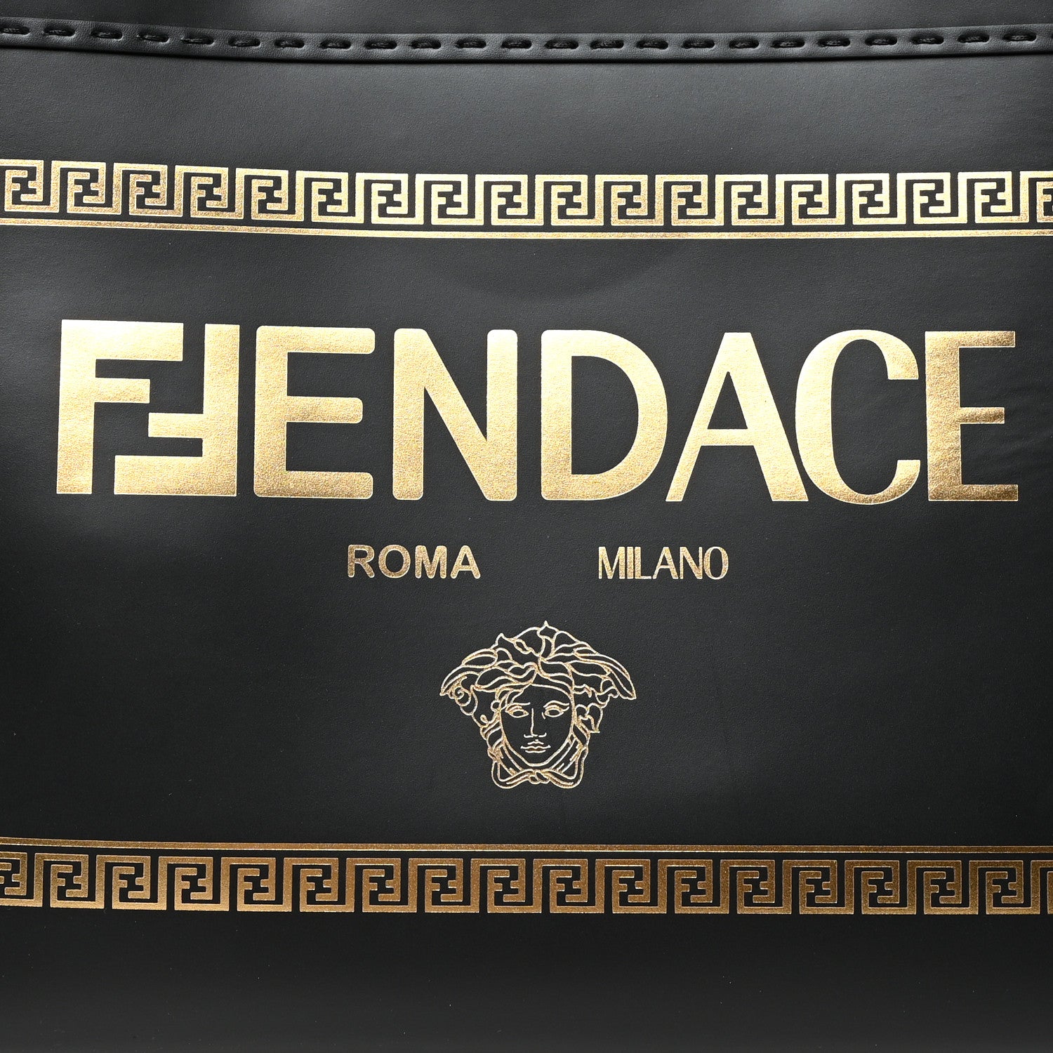 Fendi X VERSACE Calfskin Plexiglass Fendace Medium Fendi Sunshine Shopper Tote Black 7 of 9