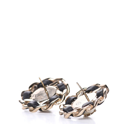 Chanel Pearl Lambskin Chain Around CC Earrings Gold 3 of 5