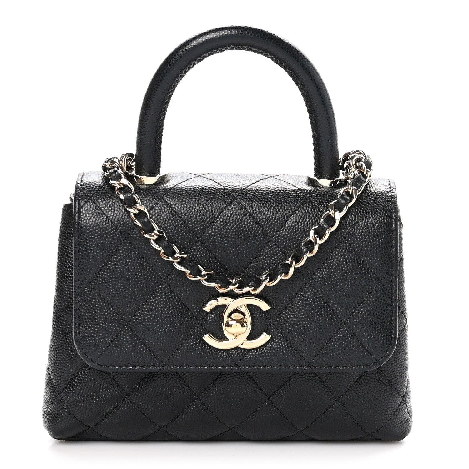Chanel Caviar Quilted Coco Handle Clutch With Chain Black 1 of 12