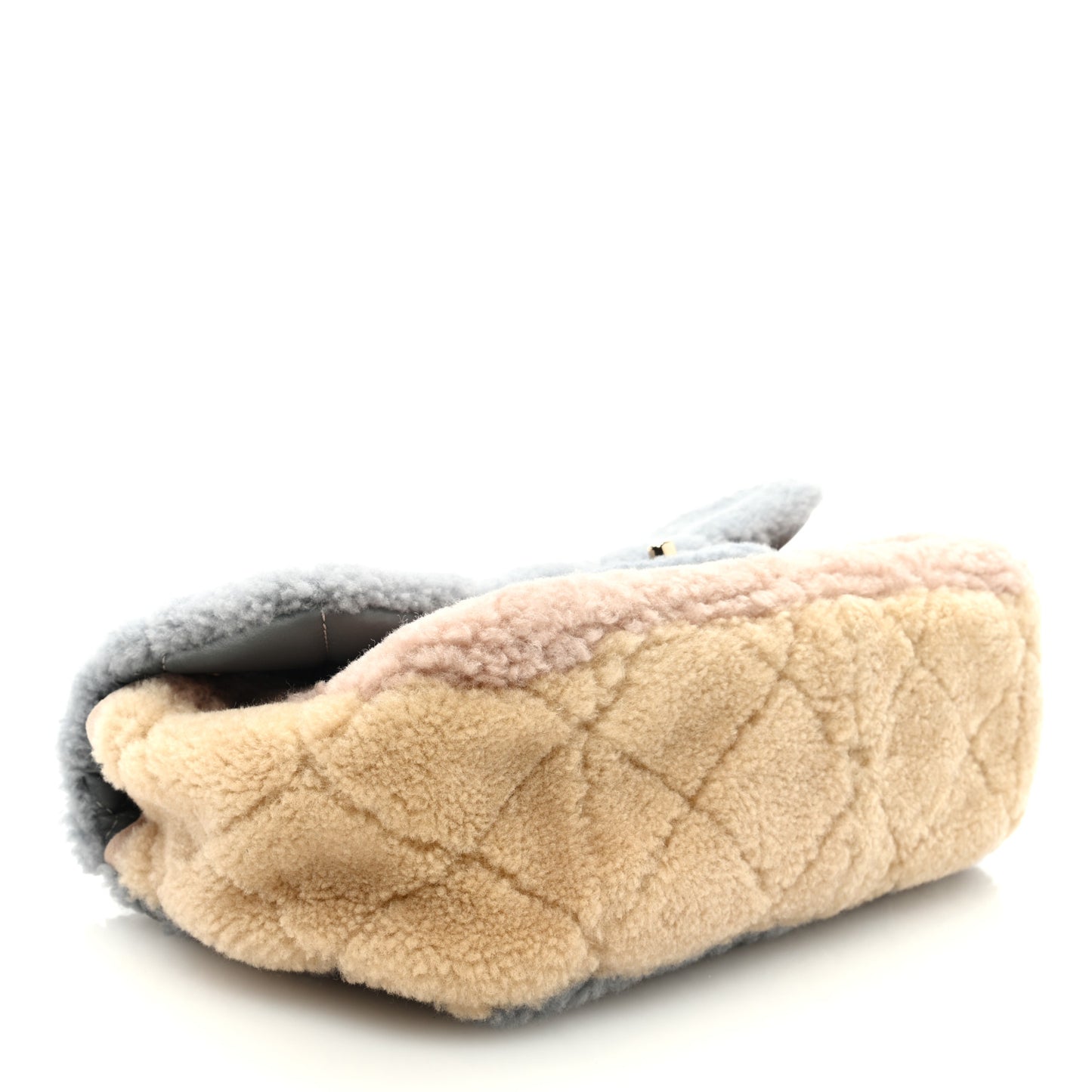 Shearling Sheepskin Single Flap Gray Pink Beige