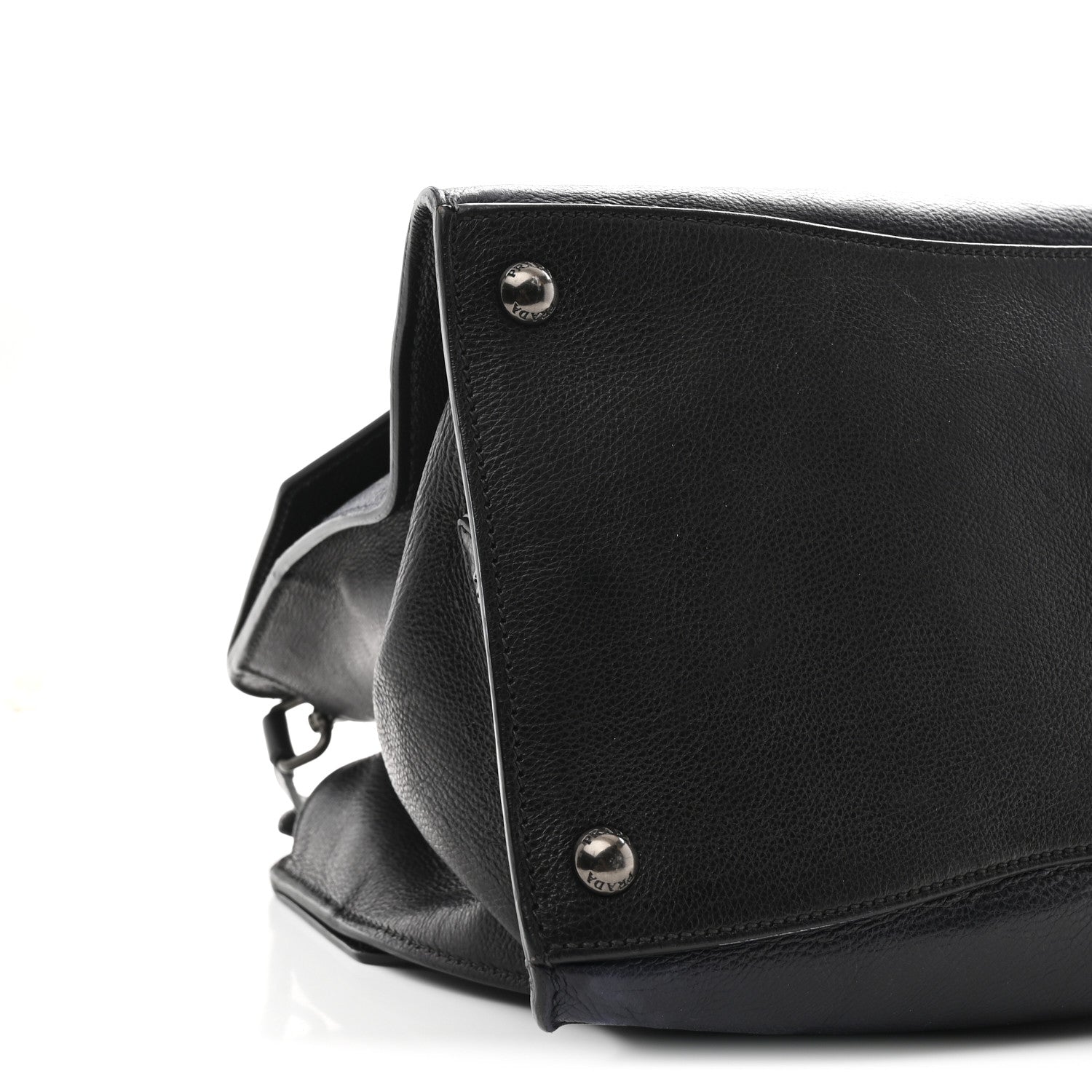 Prada Glace Calfskin Sound Tote Bag Baltico Black 9 of 10