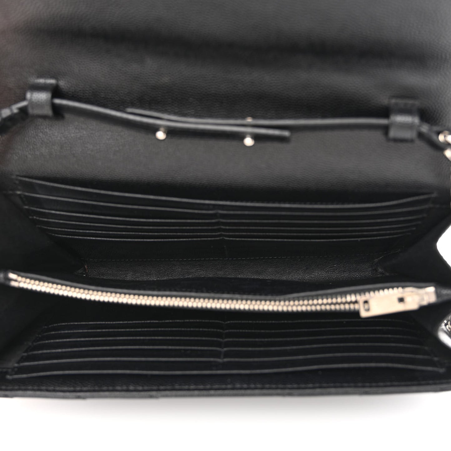 Grain De Poudre Matelasse Chevron Monogram Chain Wallet Black