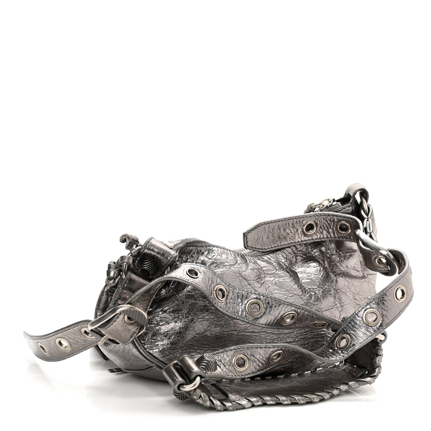 Metallic Agneau Arena Le Cagole Shoulder Bag XS Silver