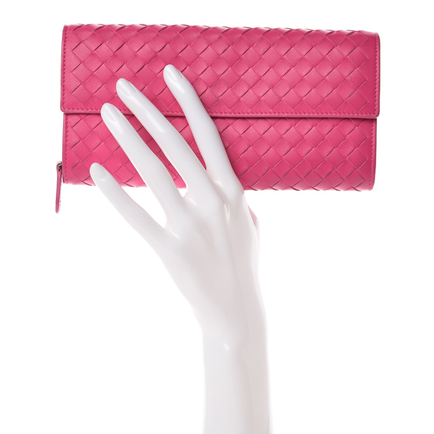 Bottega Veneta Nappa Intrecciato Continental Flap Wallet Rosa Shock 2 of 14