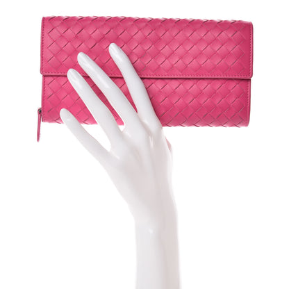 Bottega Veneta Nappa Intrecciato Continental Flap Wallet Rosa Shock 2 of 14