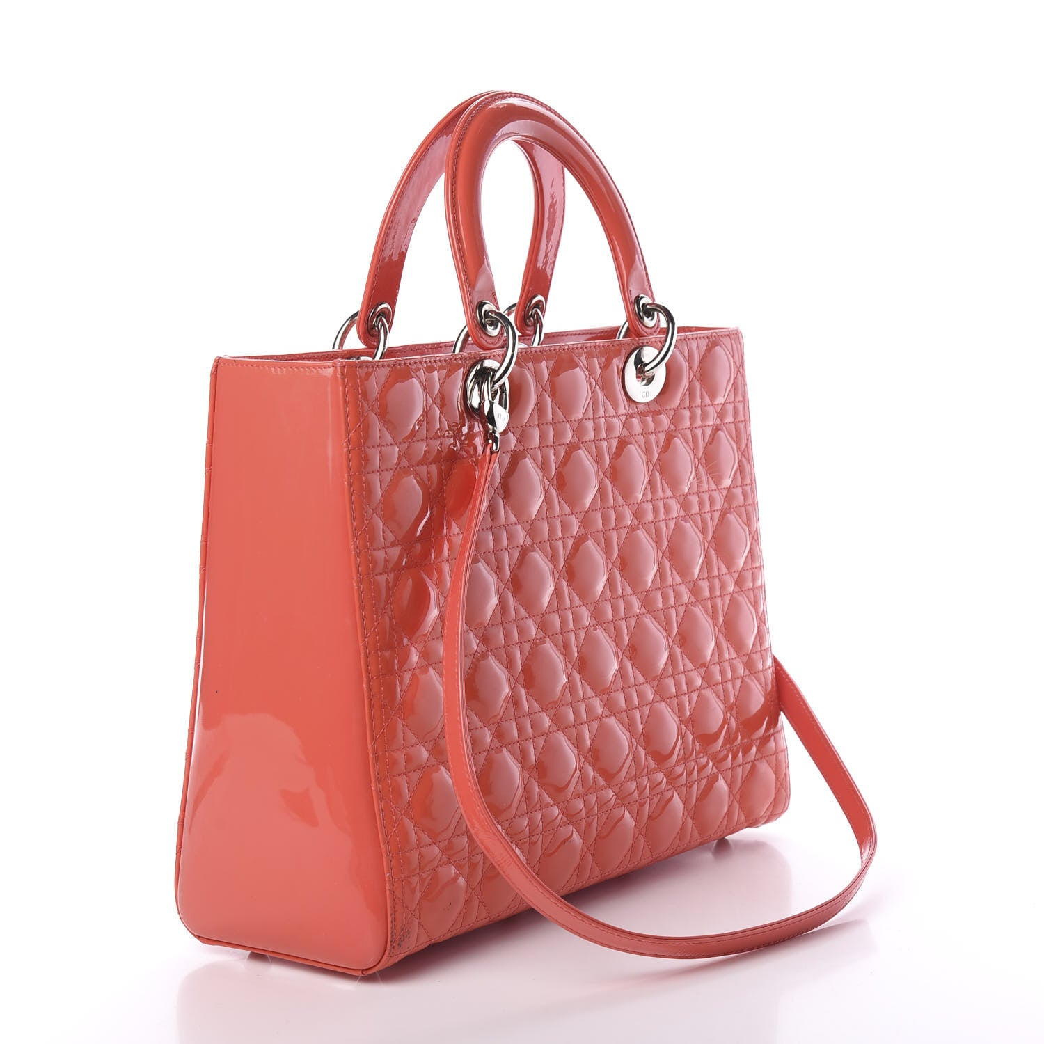 Christian Dior Patent Cannage Large Lady Dior Light Coral 2 of 17