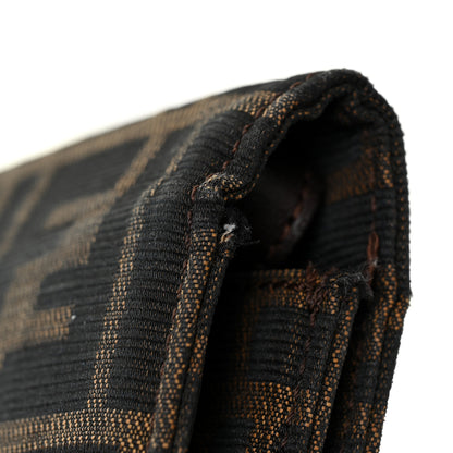 Fendi Zucca Calfskin Flap Clutch Tobacco Black 17 of 22