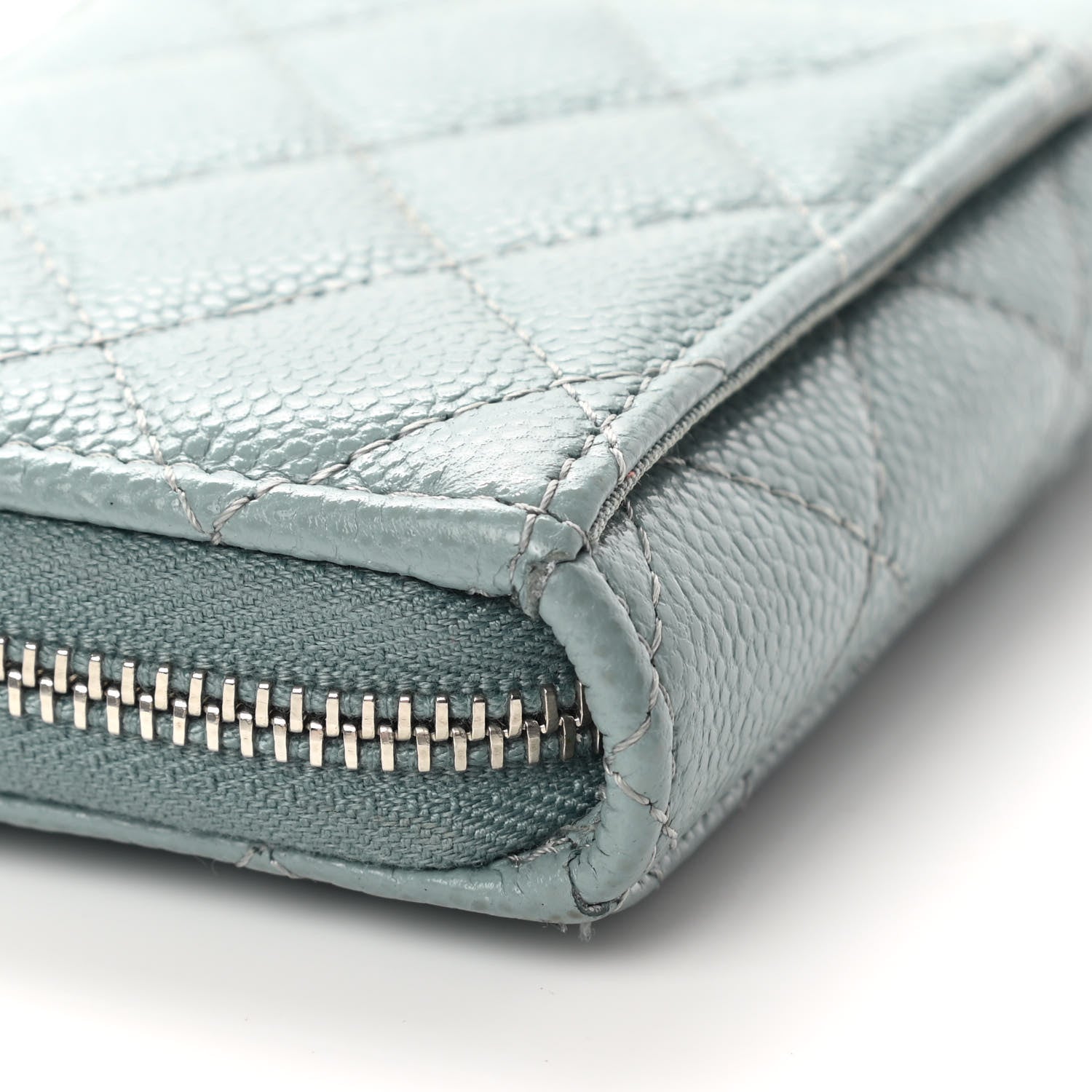 Chanel Caviar Quilted Zip Card Holder Light Blue 9 of 11