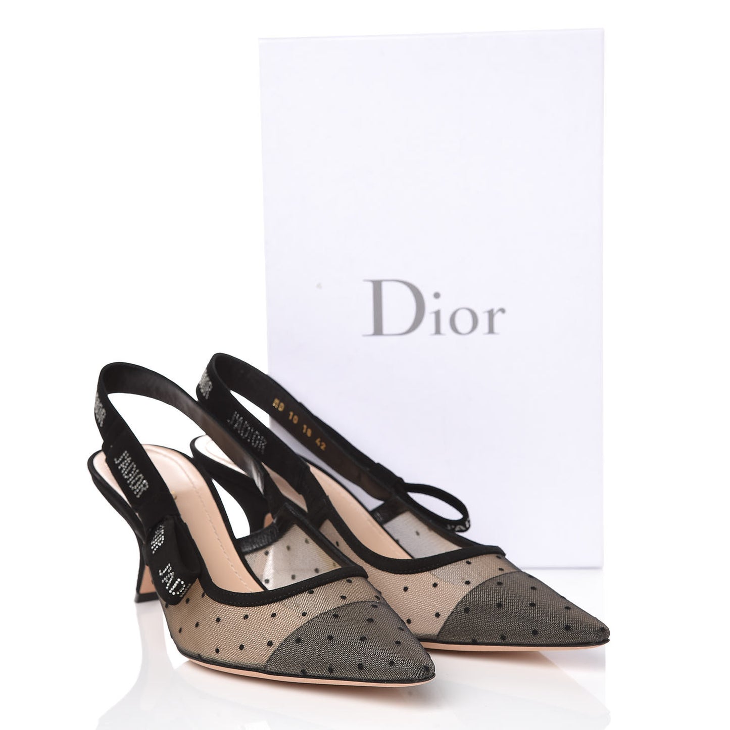 Mesh Plumetis Crystal Suede J'Adior Slingback 65mm Pumps 42 Nude Black