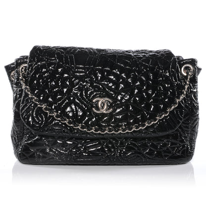 Chanel Vinyl Graphic Edge Accordion Flap Bag Black 1 of 8