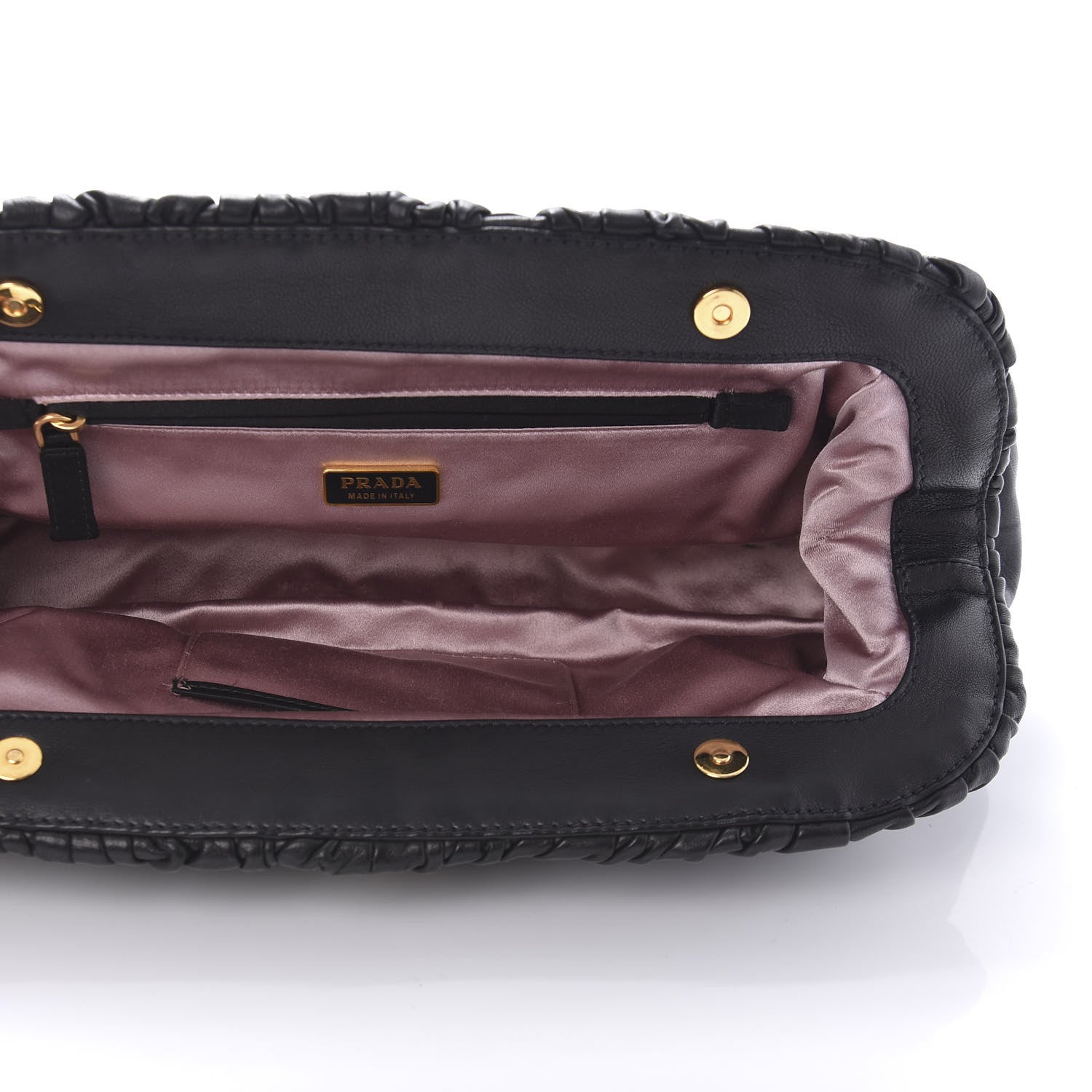 Prada Nappa Pleated Pochette Clutch Black 5 of 11