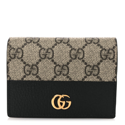 Gucci Dollar Calfskin GG Supreme Monogram GG Marmont Card Case Black Beige Ebony 1 of 8
