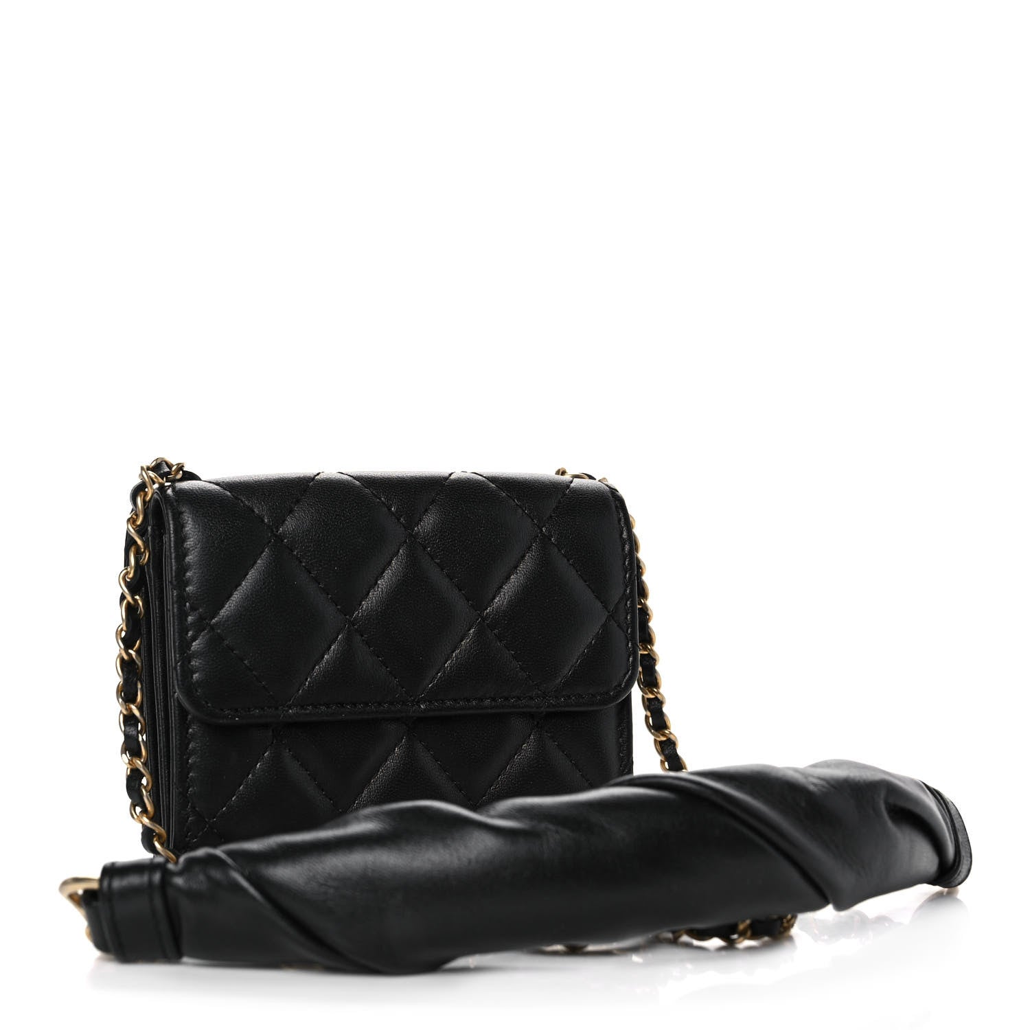 Chanel Lambskin Quilted Card Holder with Chain Black 2 of 11