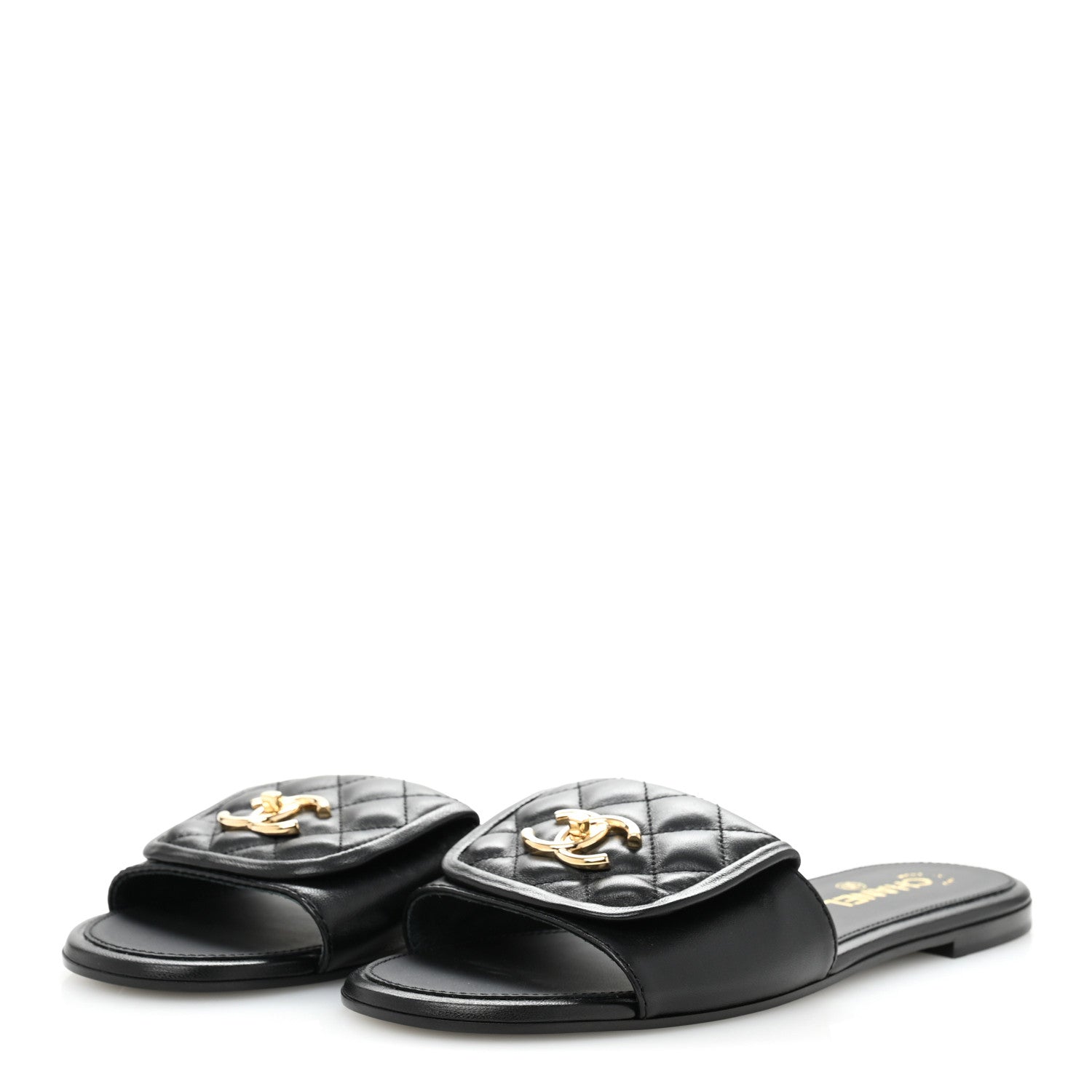 Chanel Lambskin Quilted Turnlock Flat Mules 41 Black 4 of 11