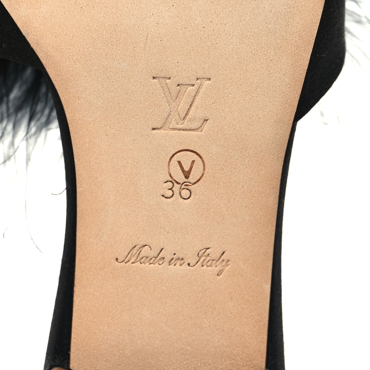 Fur Crystal LV Marilyn Mule 36 Black