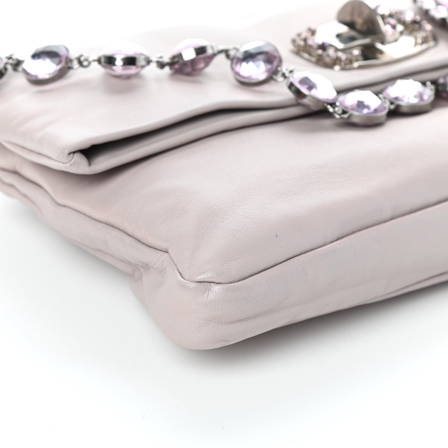 Miu Miu Nappa Crystal Flap Clutch Pomice 8 of 9