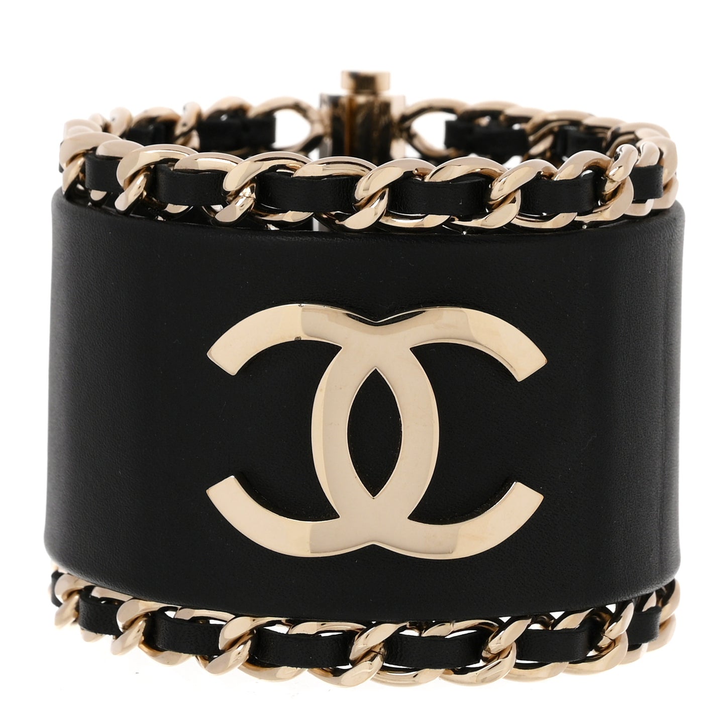 Lambskin Chain CC Cuff M Black Gold