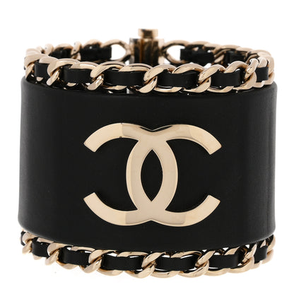 Chanel Lambskin Chain CC Cuff M Black Gold 1 of 5
