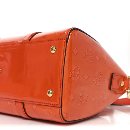 MCM Monogram Patent Zip Top Tote Orange 9 of 9