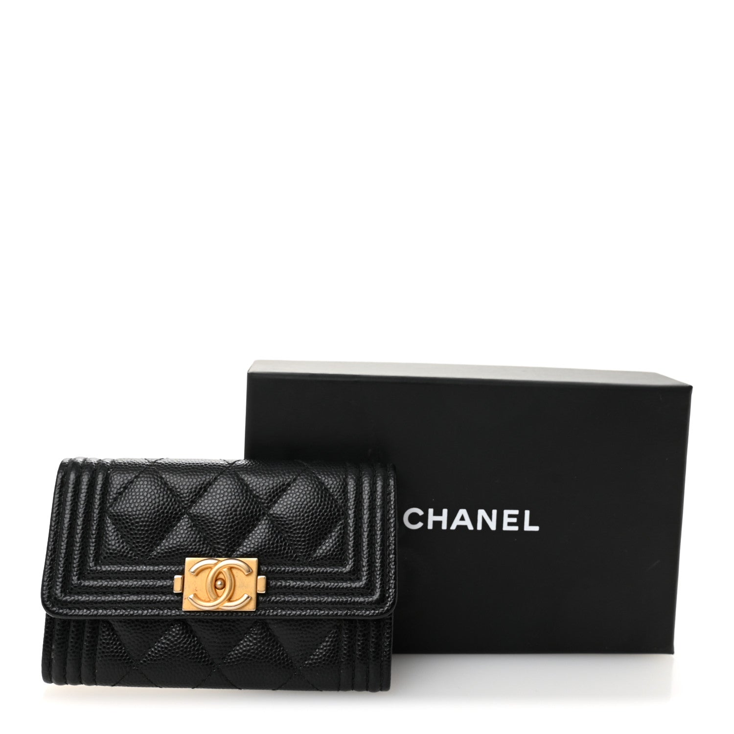 Chanel Caviar Quilted Boy Flap Card Holder Black 9 of 9