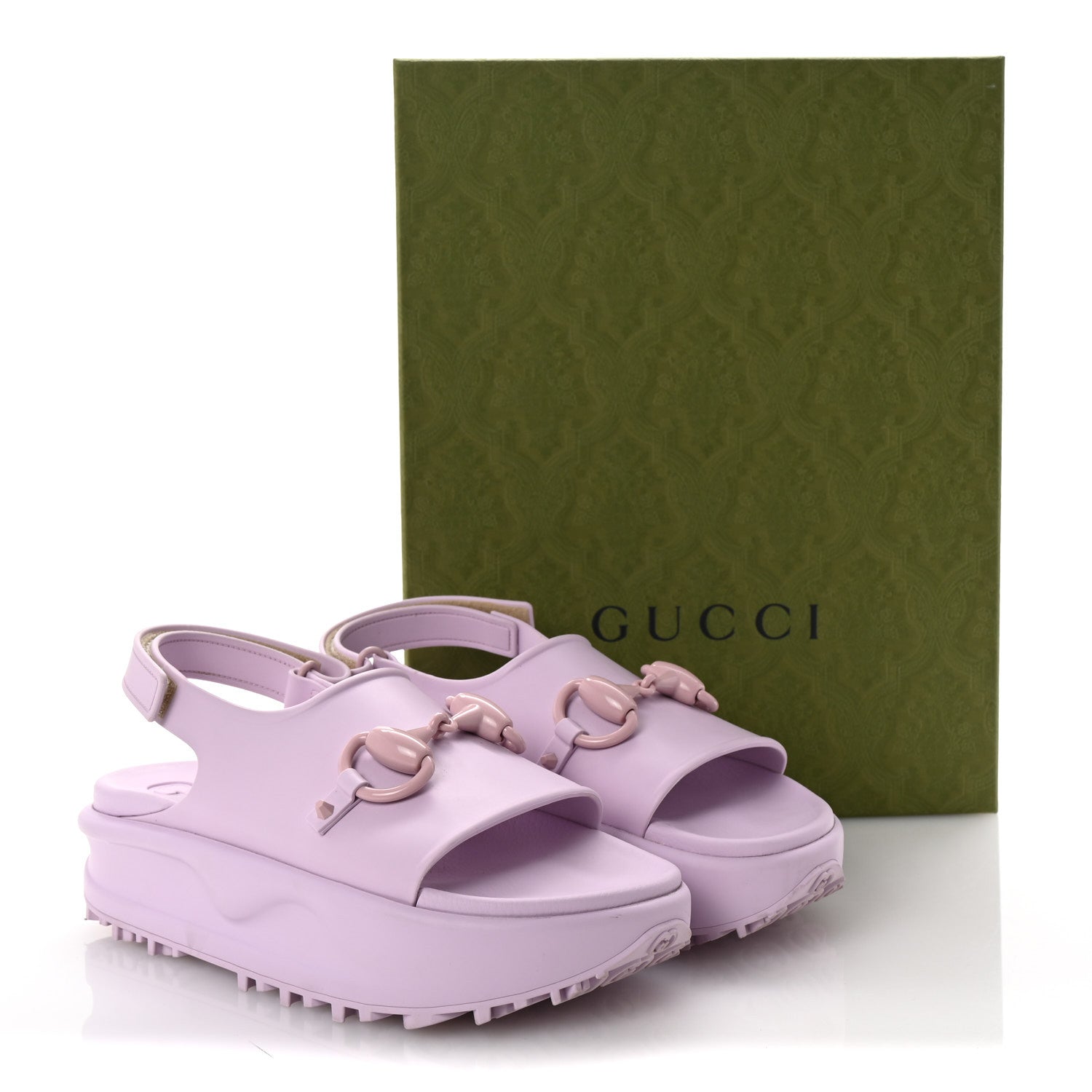 Gucci Soft Rubber Horsebit Touch Womens Strapped Sandals 40 Talc Pink 9 of 9