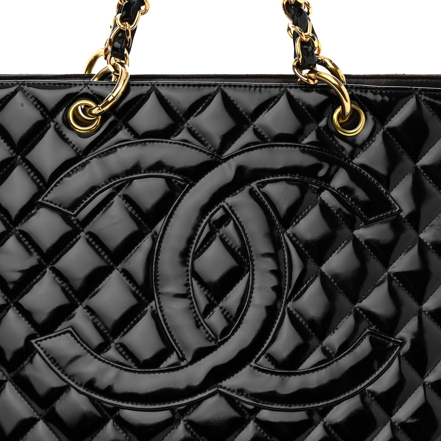 Patent Quilted Grand Shopping Tote GST Black