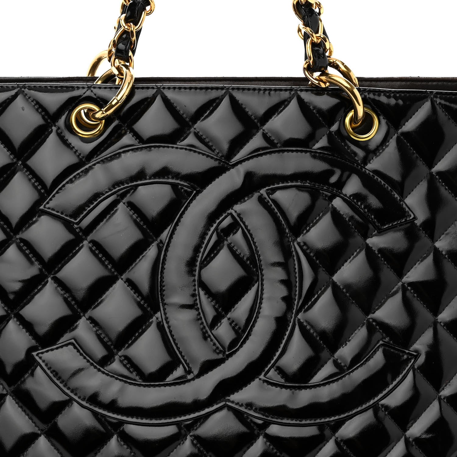 Chanel Patent Quilted Grand Shopping Tote GST Black 8 of 11