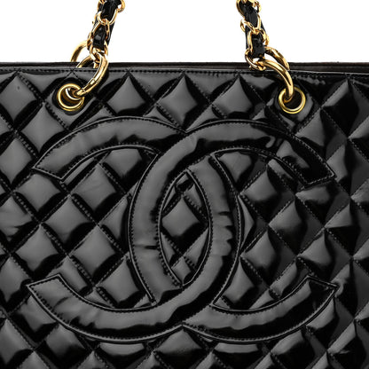 Chanel Patent Quilted Grand Shopping Tote GST Black 8 of 11