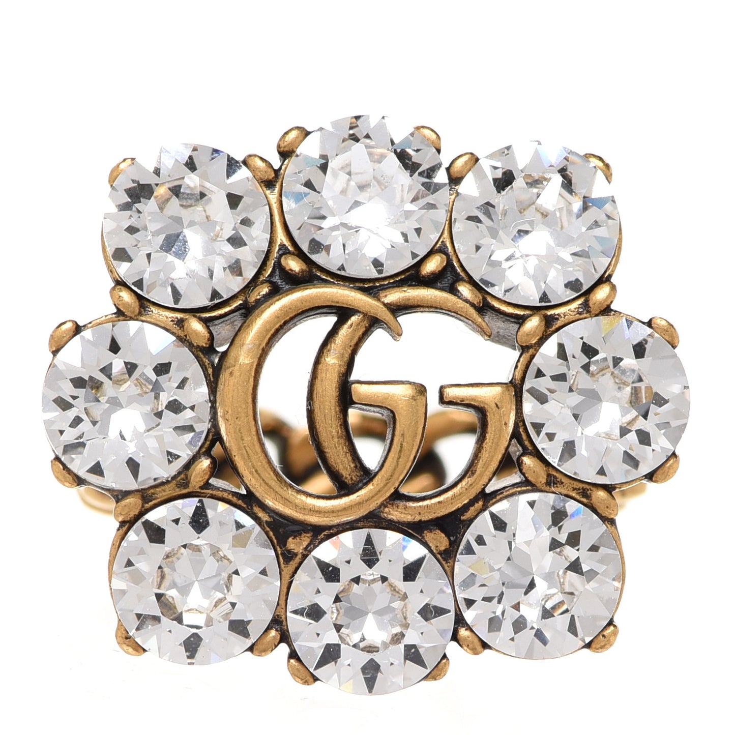 Metal Crystal Marmont Ring M Aged Gold