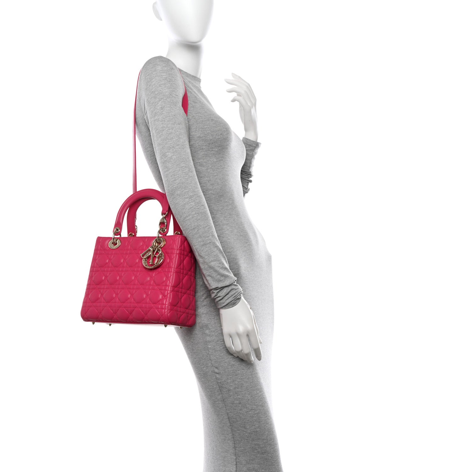 Christian Dior Lambskin Cannage Medium Lady Dior Pink 2 of 10