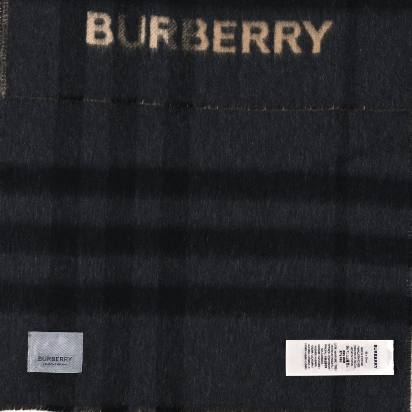 Cashmere Reversible Giant Check Scarf Camel Black