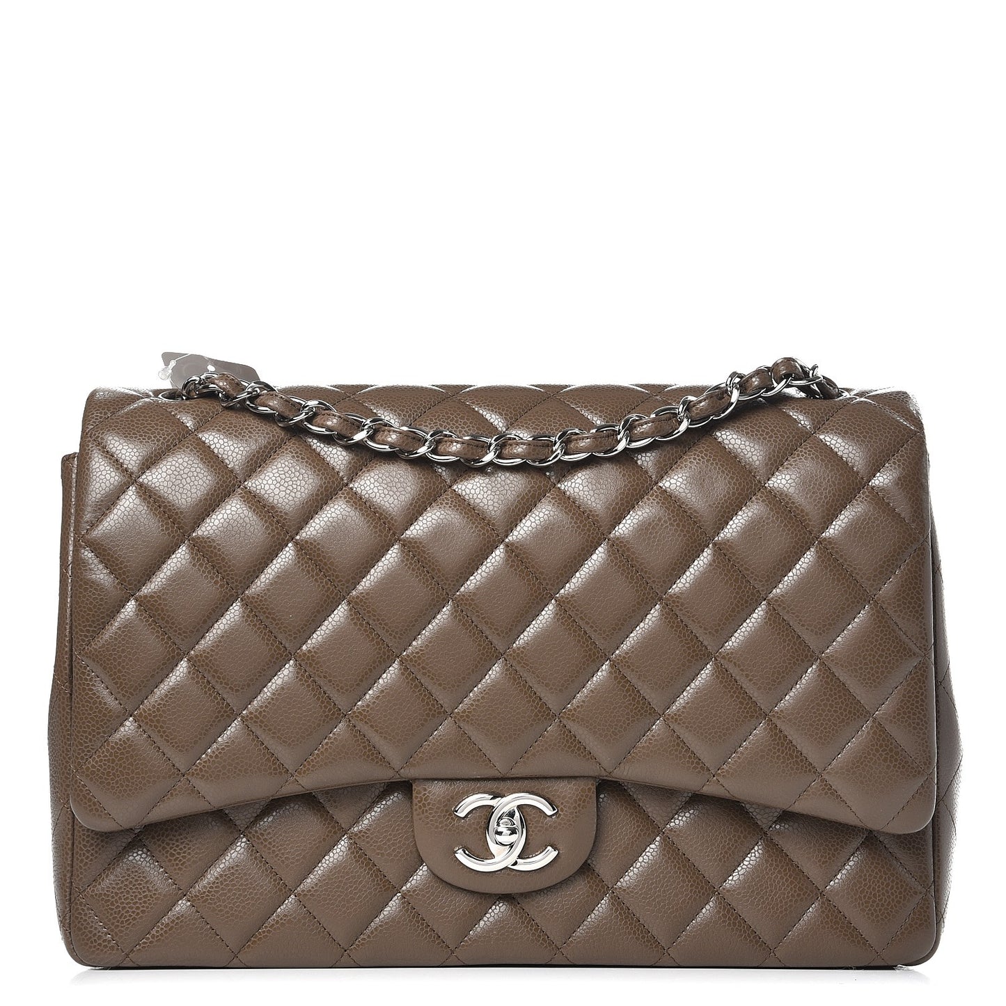 Caviar Quilted Maxi Double Flap Brown