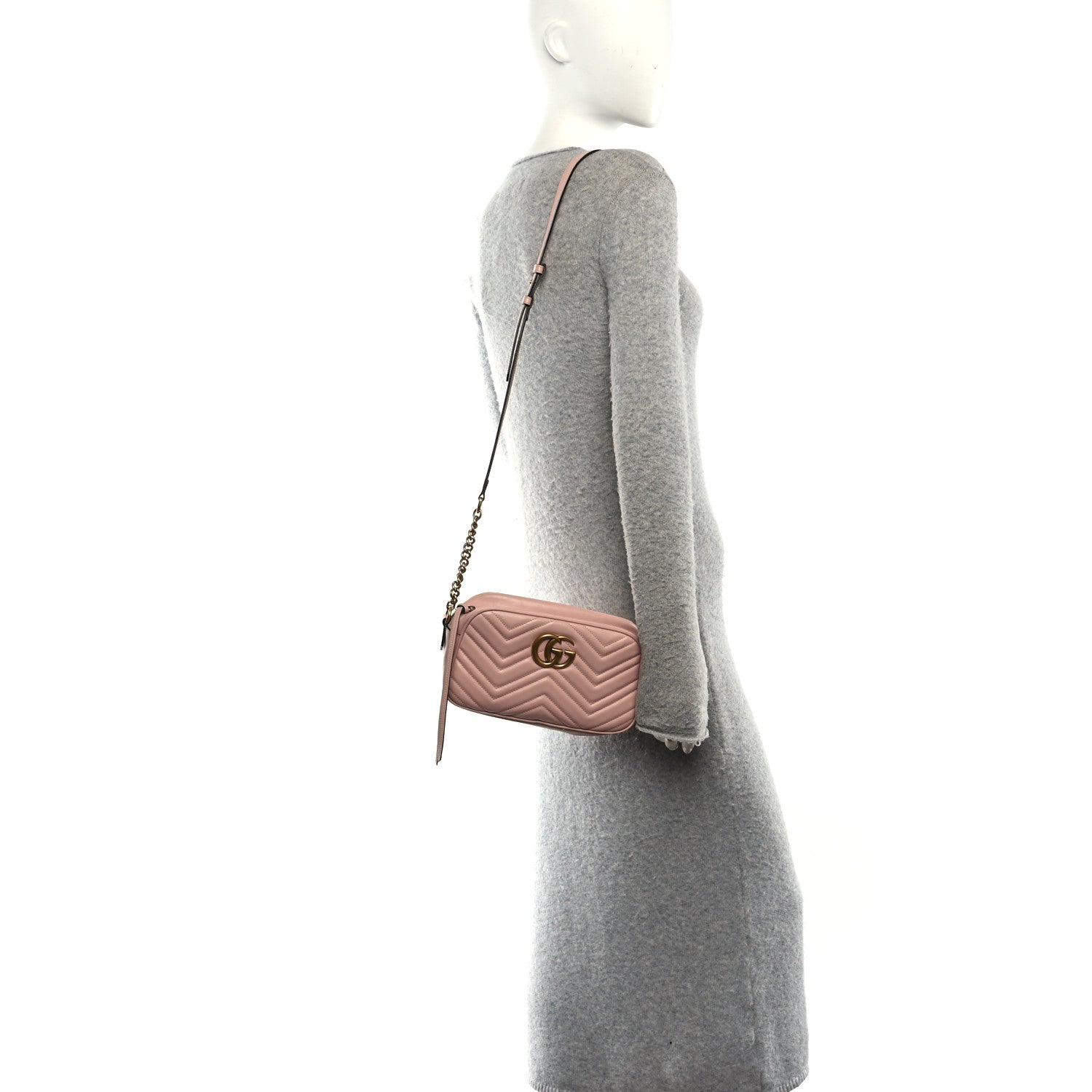 Gucci Calfskin Matelasse Small GG Marmont Chain Shoulder Bag Perfect Pink Perfect Pink 2 of 11