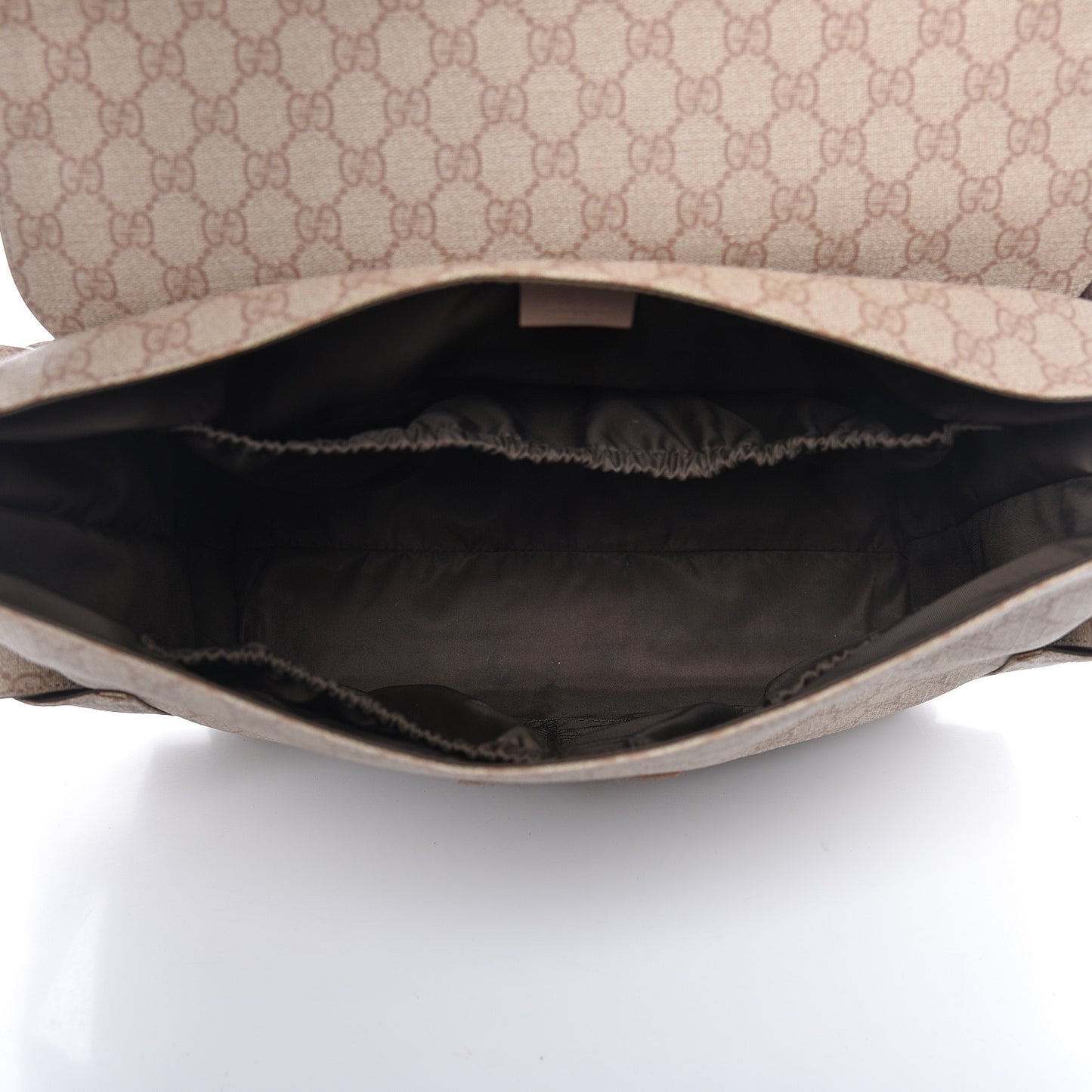 GG Supreme Monogram Messenger Diaper Bag Beige