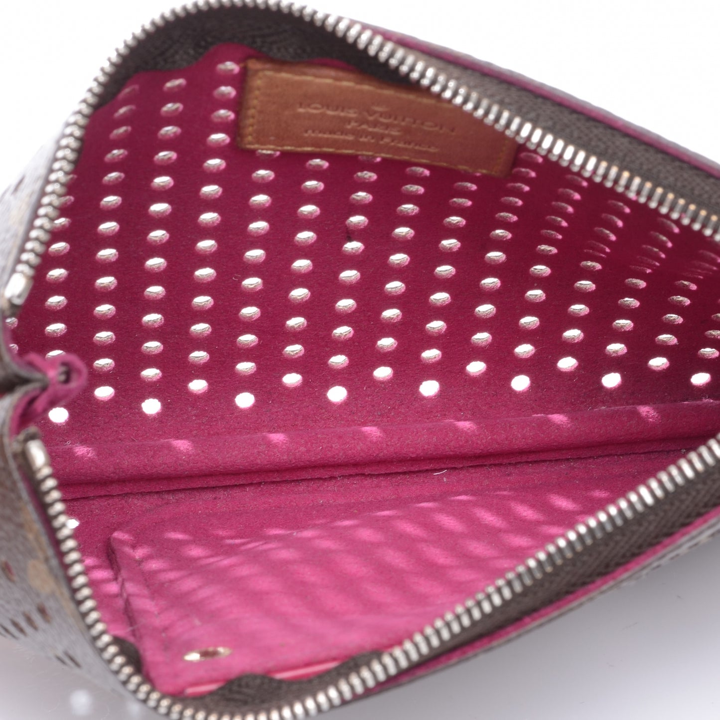 Monogram Perforated Pochette Plat Fuchsia