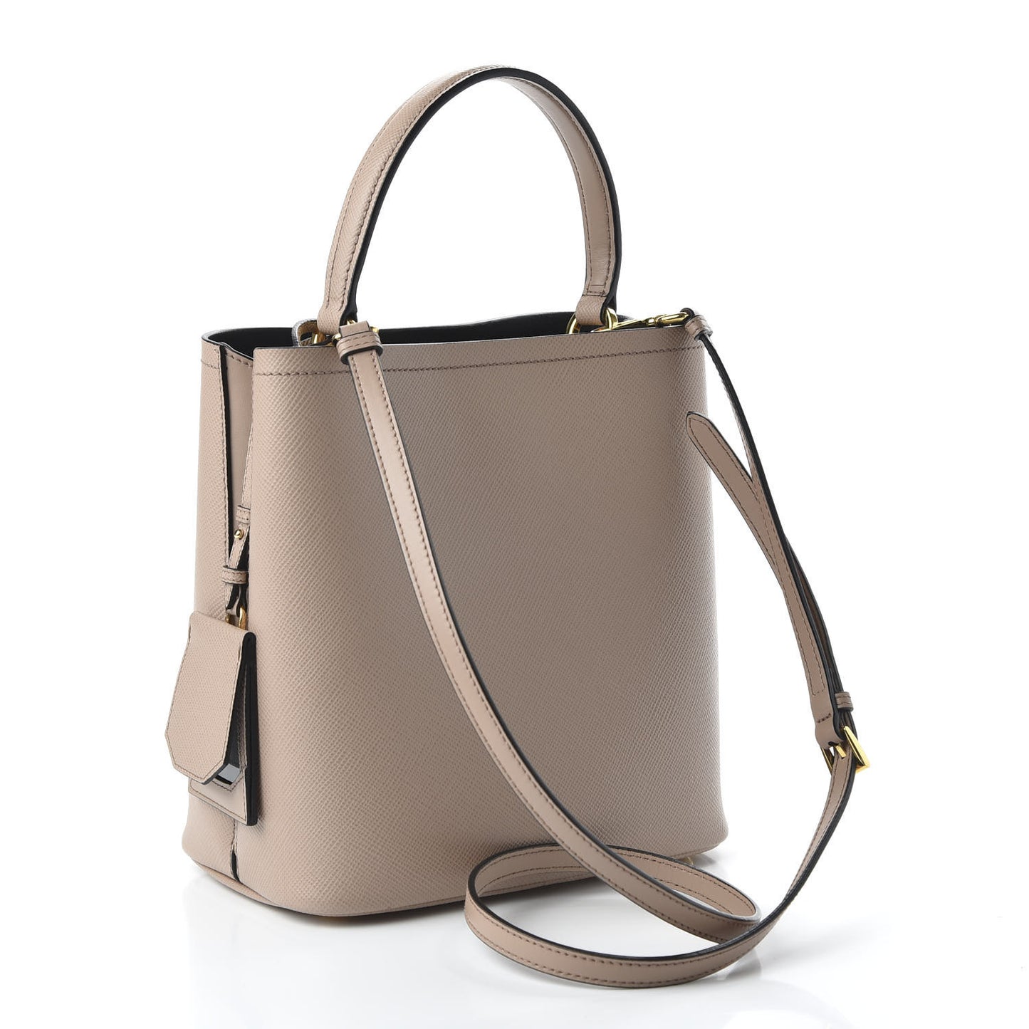 Saffiano Cuir Medium Panier Bucket Bag Cipria Black