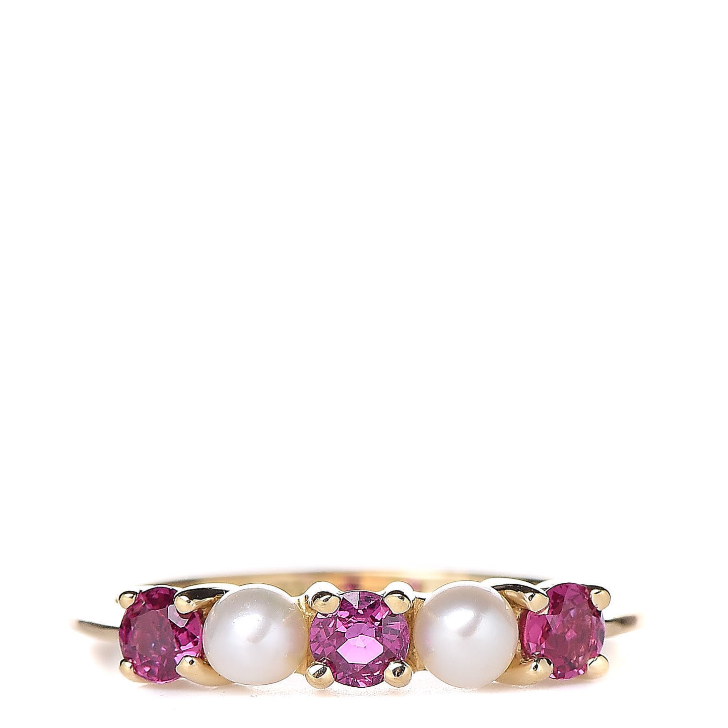 18K Yellow Gold Ruby Pearl Ring 46 3.75