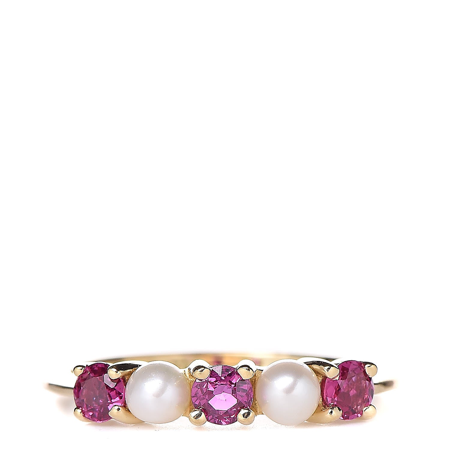 Tiffany 18K Yellow Gold Ruby Pearl Ring 46 3.75 1 of 5