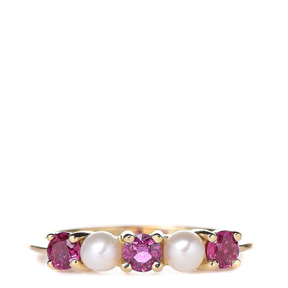 Tiffany 18K Yellow Gold Ruby Pearl Ring 46 3.75 1 of 5