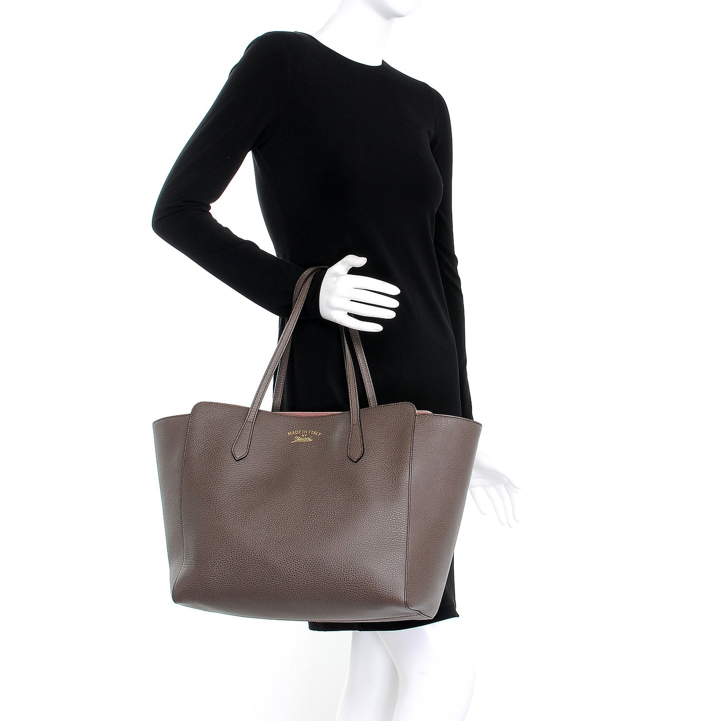 Dollar Calfskin Medium Swing Tote Grey Field Soft Pink
